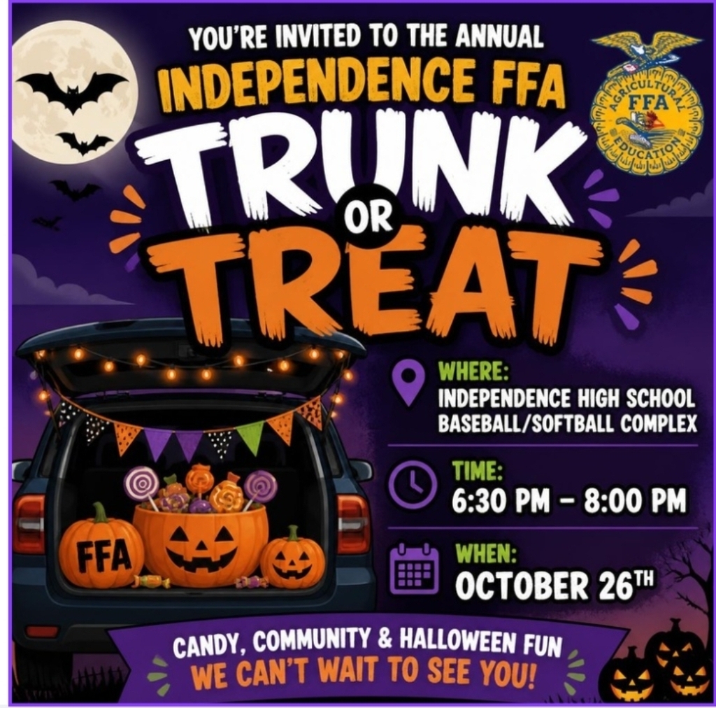 FFA Trunk or Treat Monday @ 6:30 pm