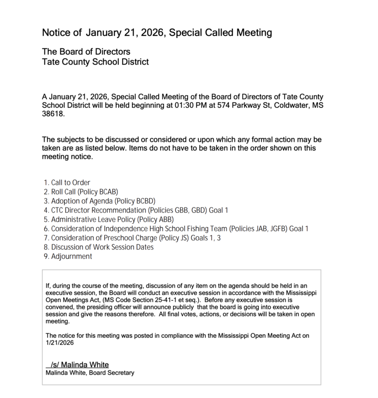 Special Called Meeting