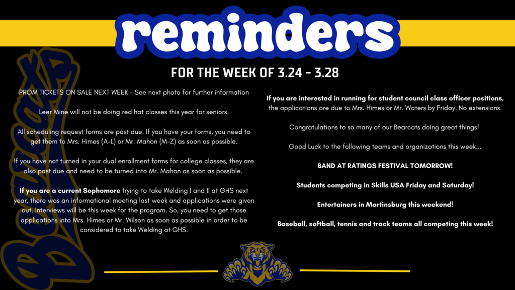 Reminders for the week of 3.24