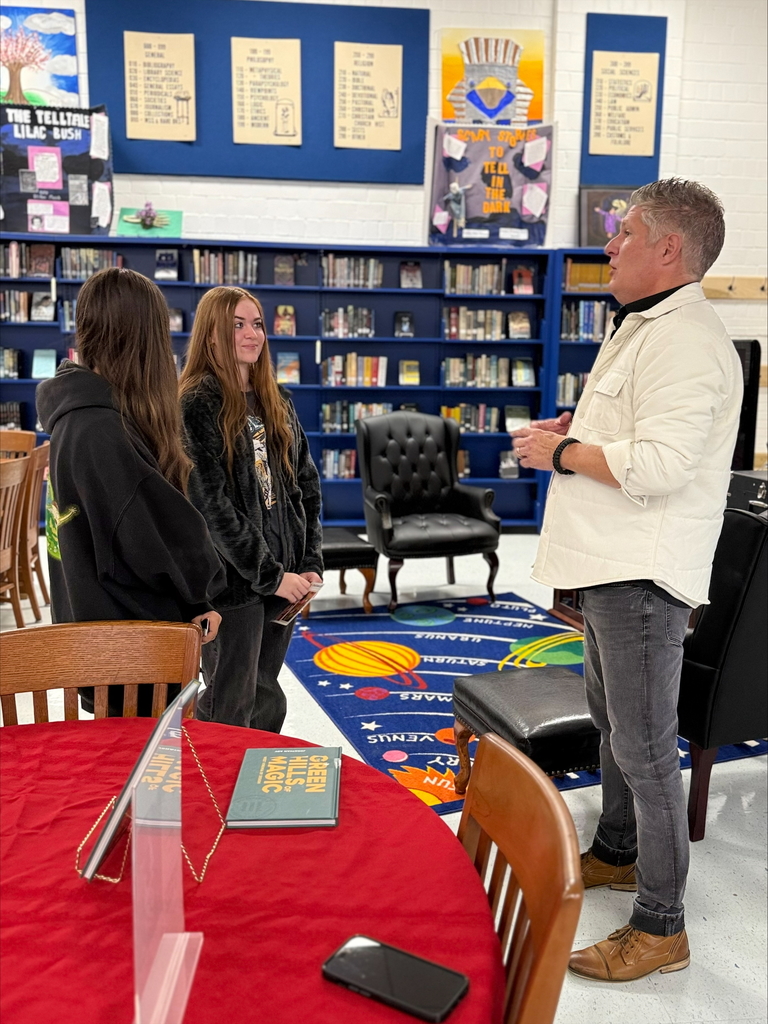 Author presentation to students in library