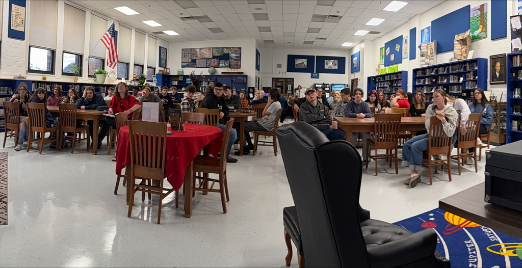 Author presentation to students in library