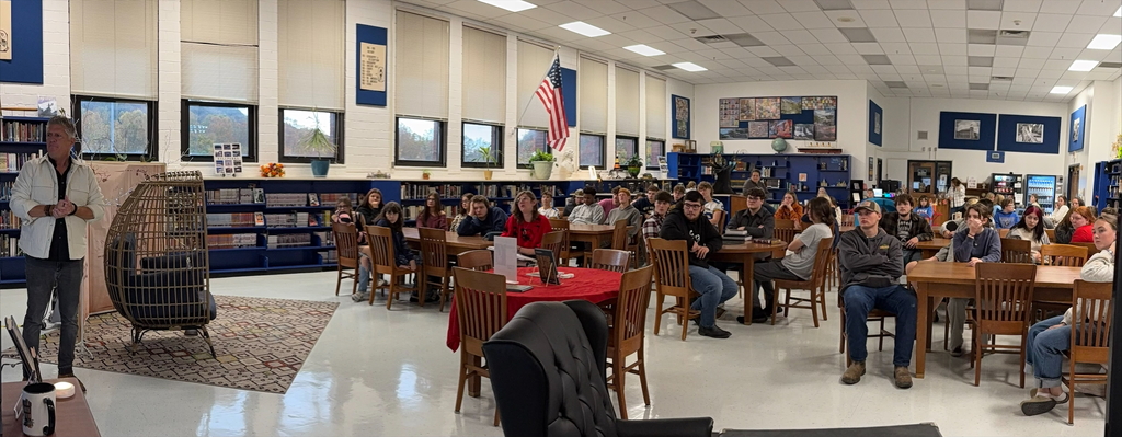 Author presentation to students in library