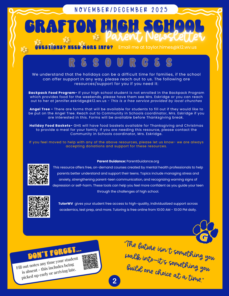 November/December Parent Newsletter