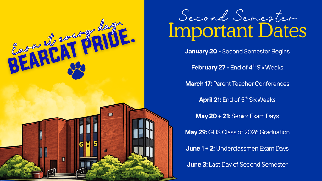Second Semester Important Dates at GHS