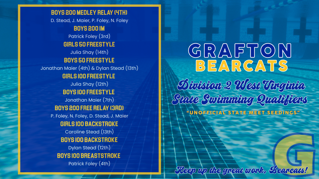 2026 Division 2 WV State Swimming Qualifiers 