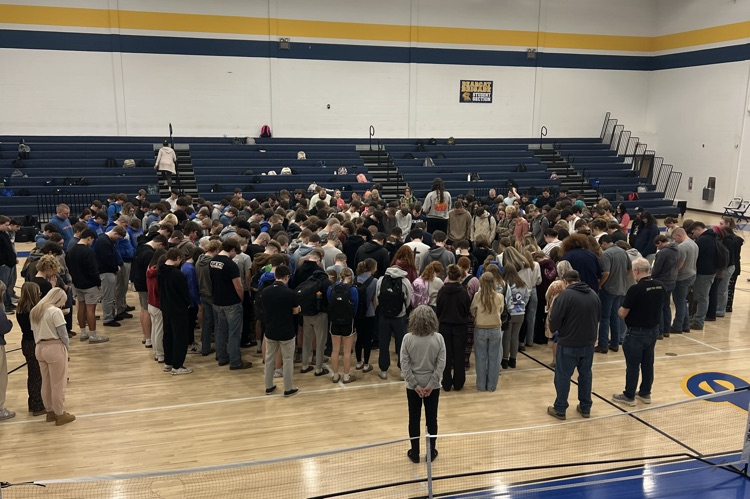 Student led time of prayer of encouragement and strength for Cayden