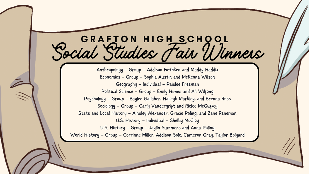 2026 GHS Social Studies Fair Winners by category