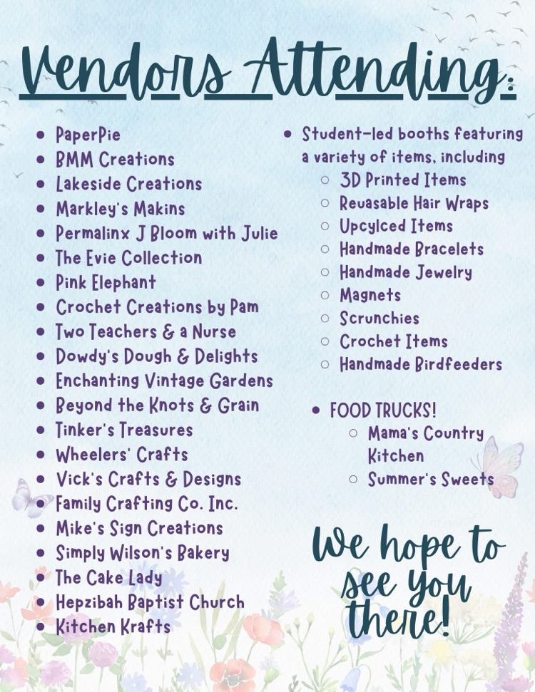 Craft Show Vendor List