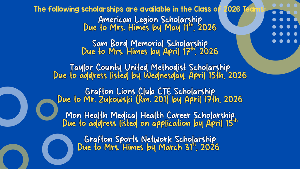 Scholarship Deadlines approaching for the Class of 2026