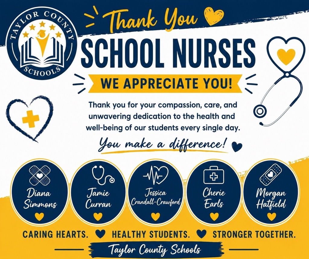 Blue and Gold Thank You School Nurses Graphic