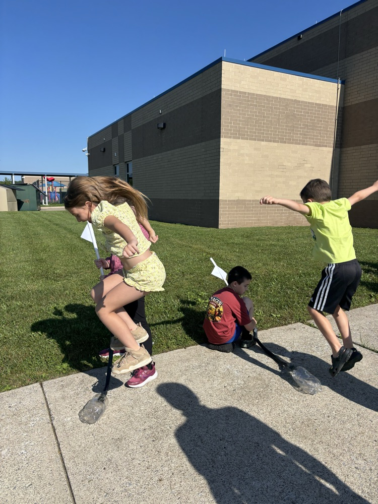 Students launching their rockets.