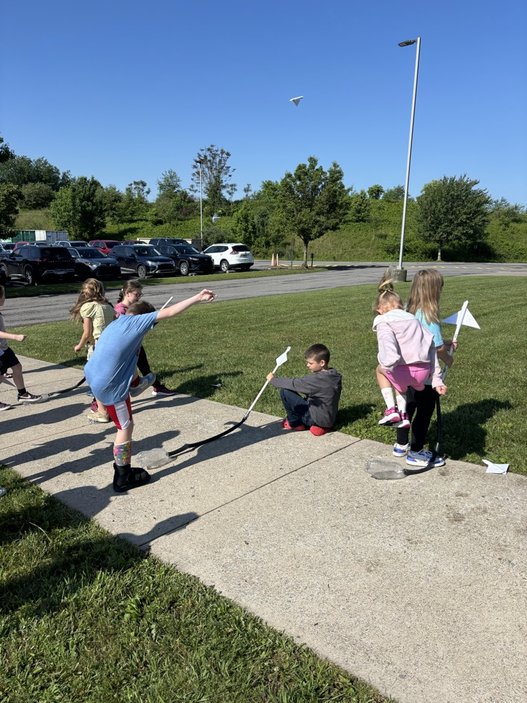 Students launching their rockets.