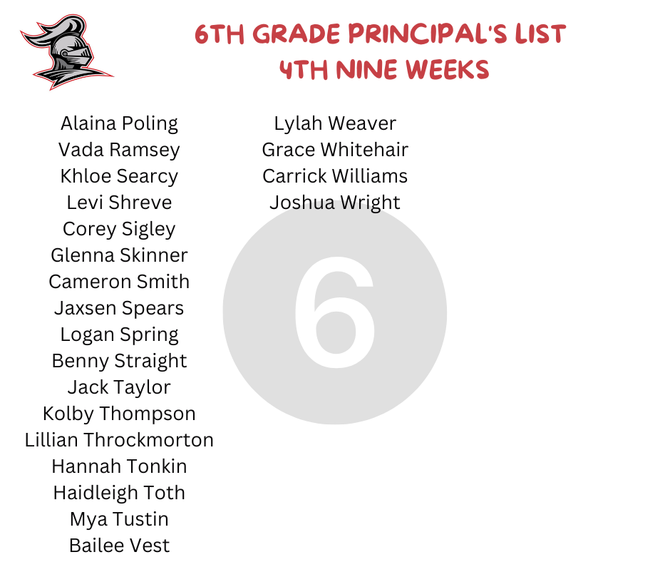 6th grade principal list