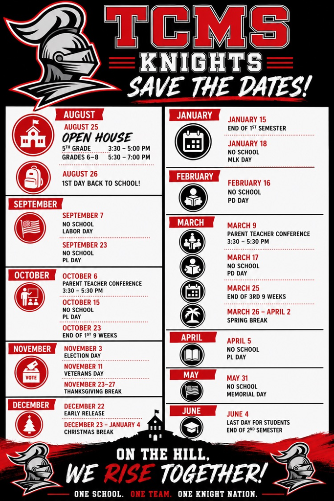 save the dates for the upcoming school year 