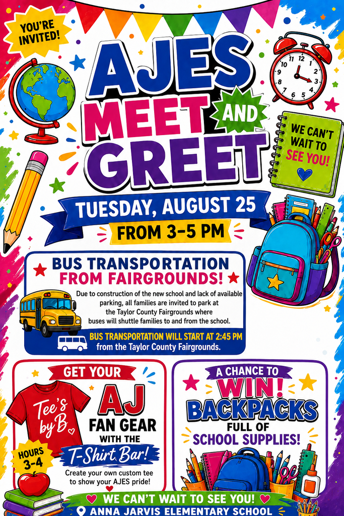 Meet and Greet at AJES on Tuesday, August 25th from 3-5