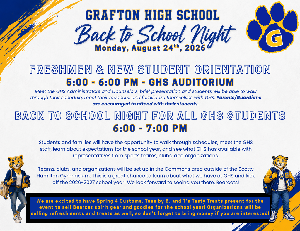 Back to School Night for GHS August 24th 2026