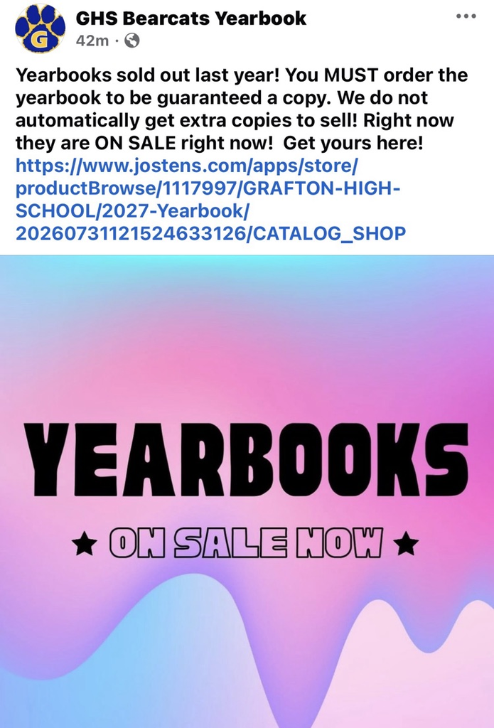 GHS Yearbooks on sale now- link is in the post! 