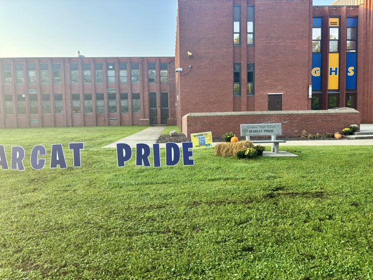GHS Fall decorations on the front lawn 