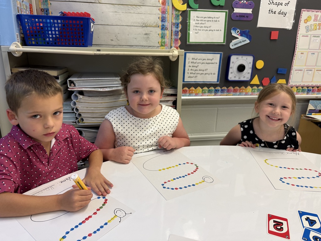 Students draw with dots.