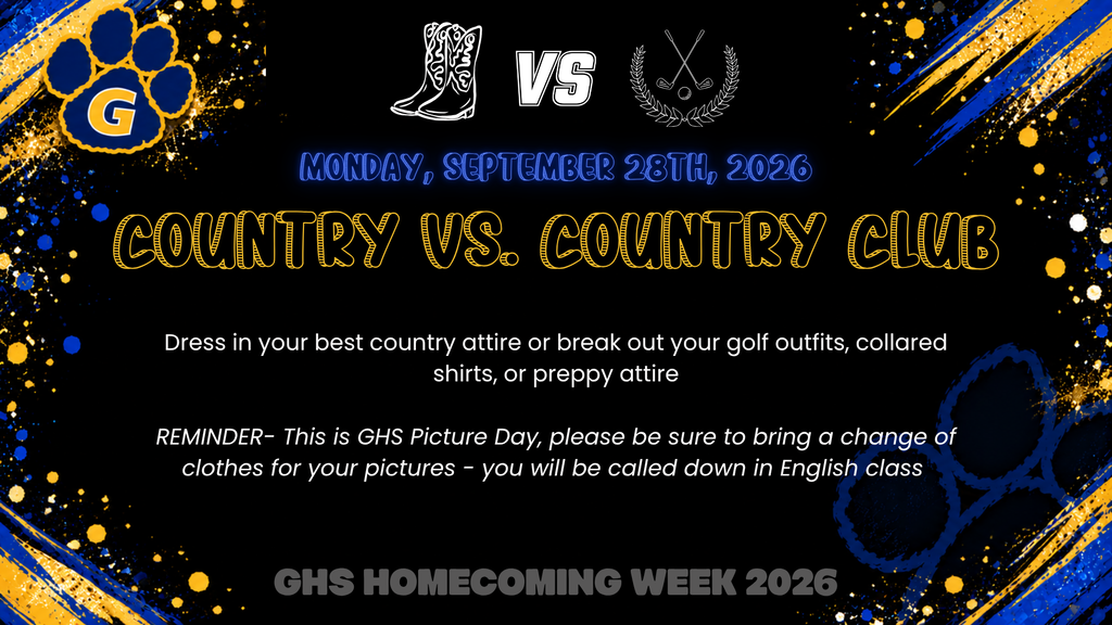 Monday's Spirit Day is Country vs. Country Club. 