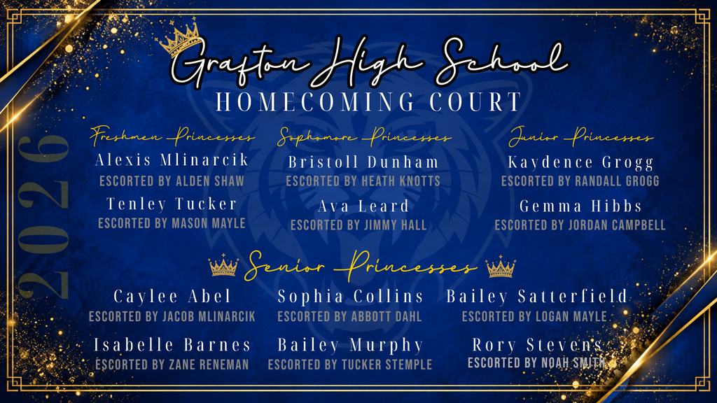 This year's 2026 Homecoming Court included with escorts