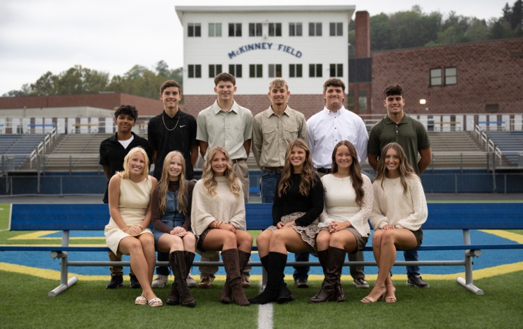 Photograph on McKinney field of the Senior princesses and their escorts