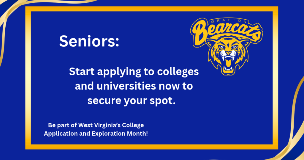 Seniors Apply to Colleges and Universities now.