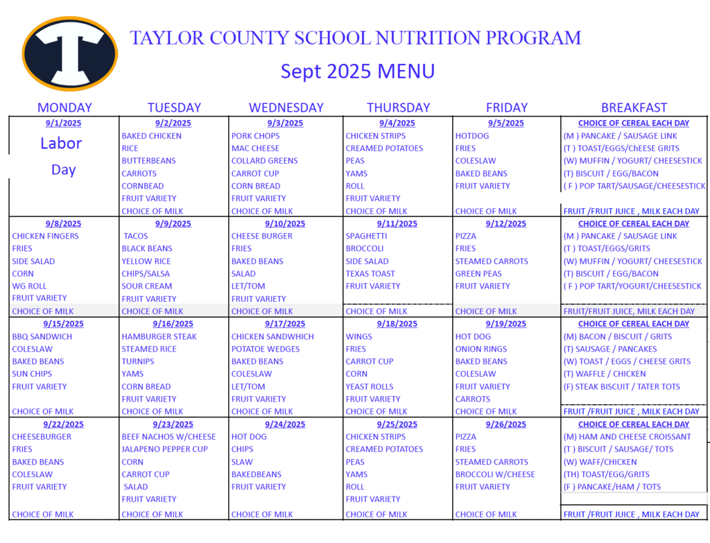menu