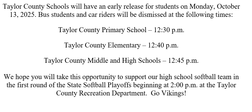 Important Announcement from the Taylor County School District