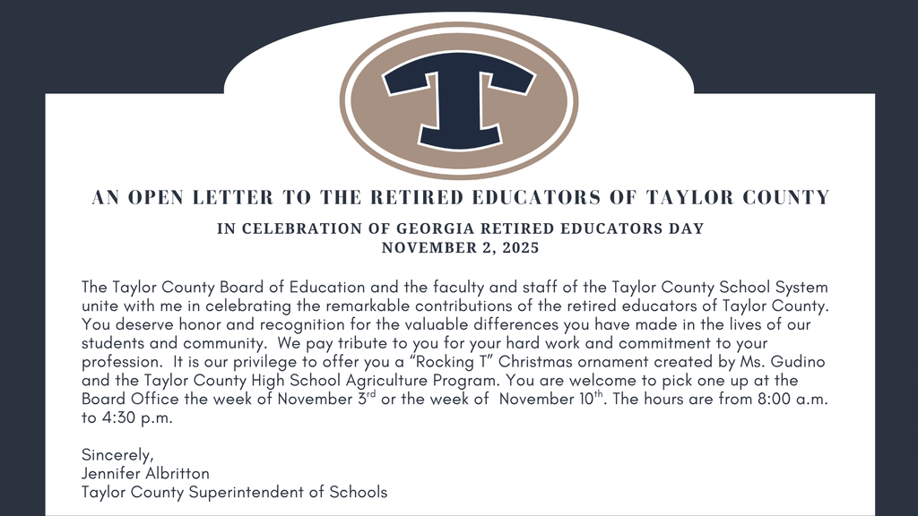 An Open Letter to the Retired Educators of Taylor County