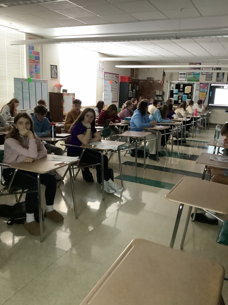 8th grade students viewing procedure in Mrs. Alberssen and Ms. Graves room.