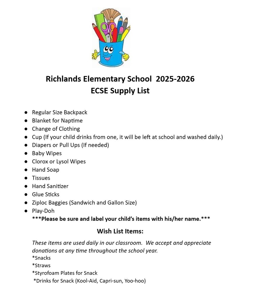 ECSE Supply List 25-26