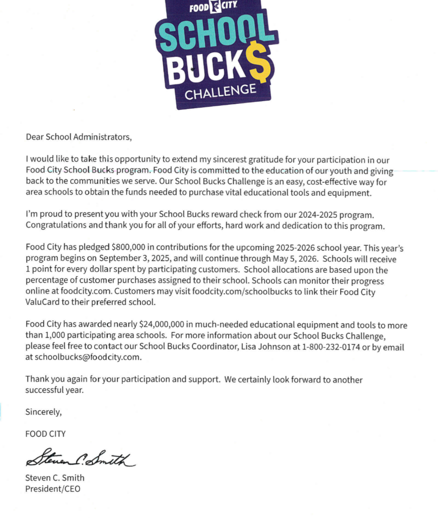 Food City School Bucks Challenge - link your valucard online at FOODCITY.COM/SCHOOLBUCKS