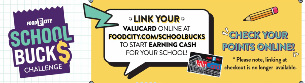 Food City School Bucks Challenge - link your valucard online at FOODCITY.COM/SCHOOLBUCKS