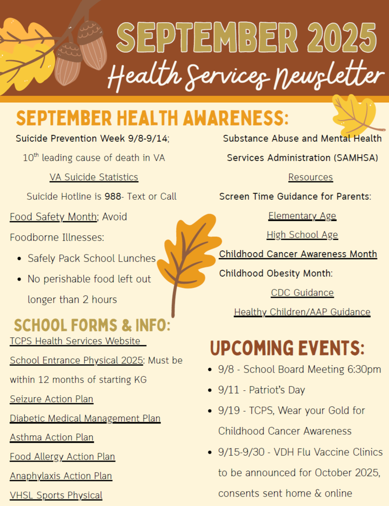 TCPS September 2025 Health Services Newsletter