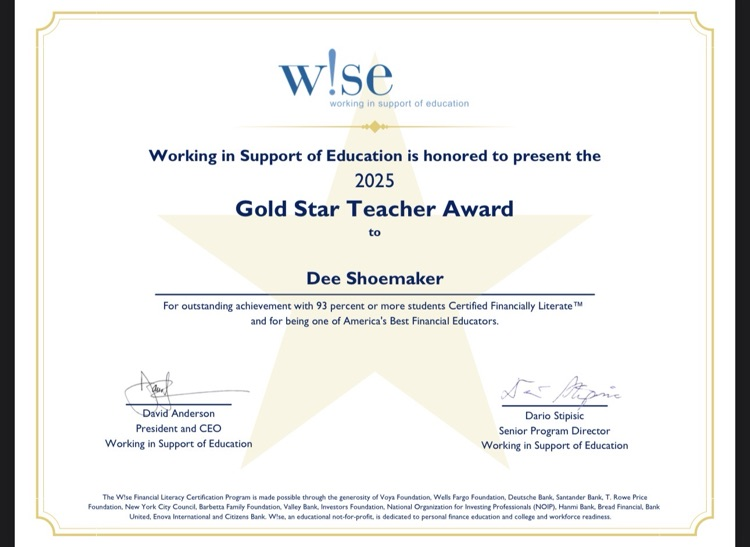 W!SE Gold Star Award 