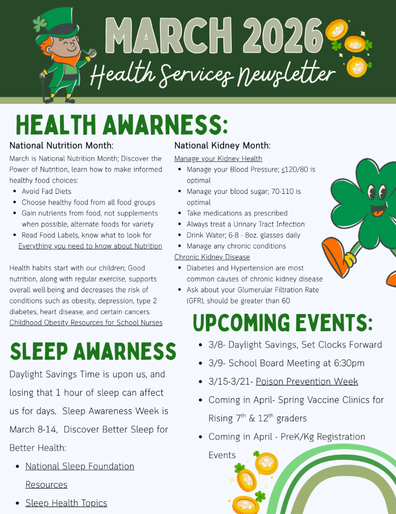 March 2026 TCPS Health Services Newsletter