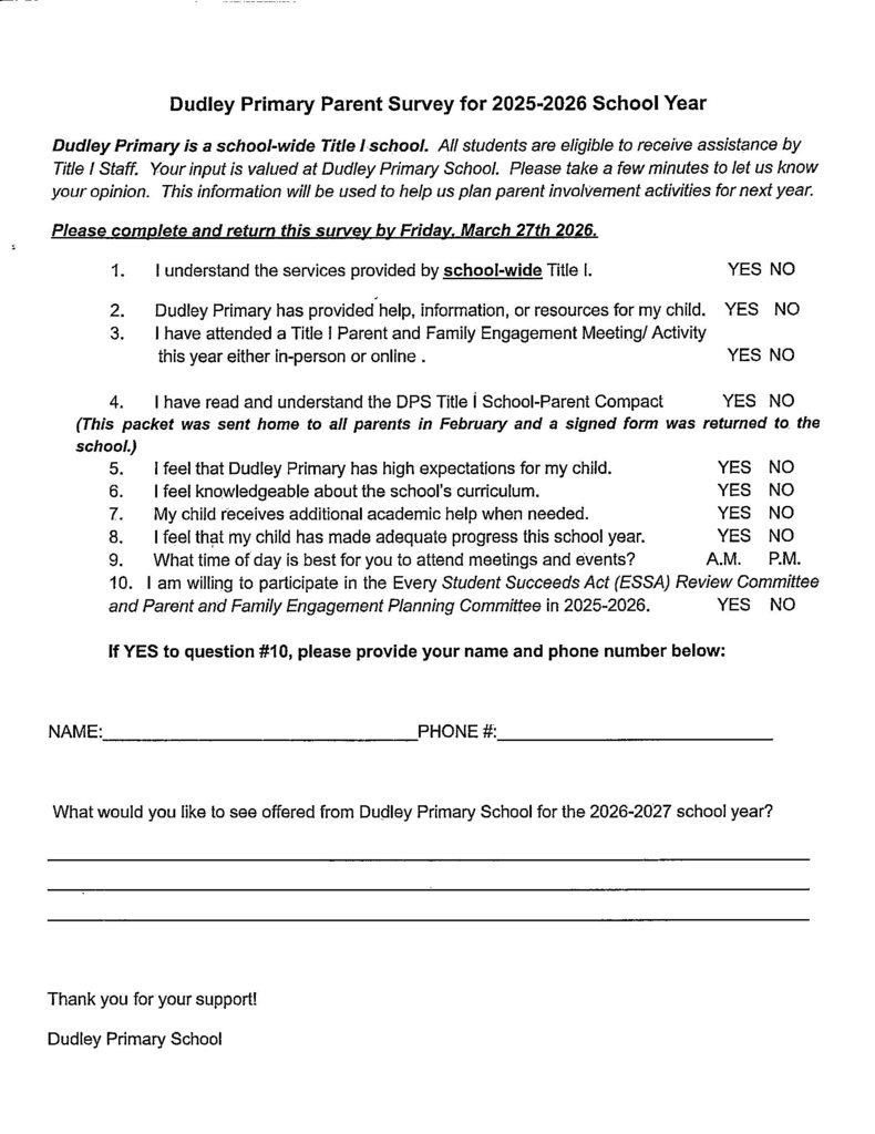 Dudley Primary parent survey