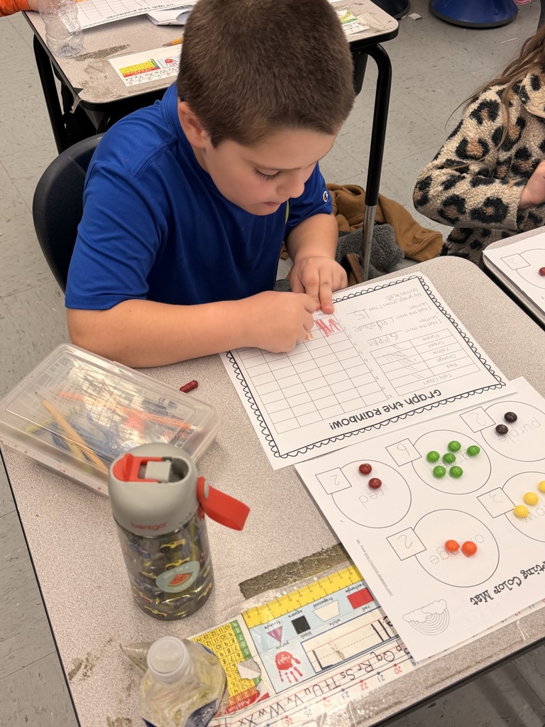 Mrs. Dye's class sorting and graphing skittles by color.