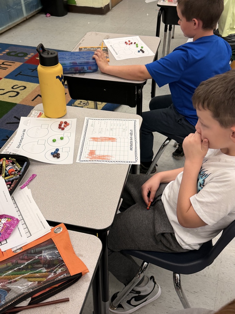 Mrs. Dye's class sorting and graphing skittles by color.
