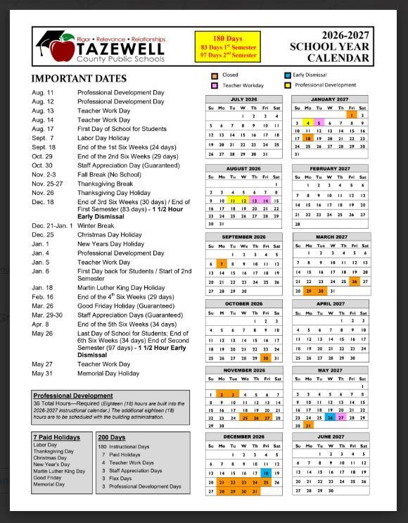 updated calendar