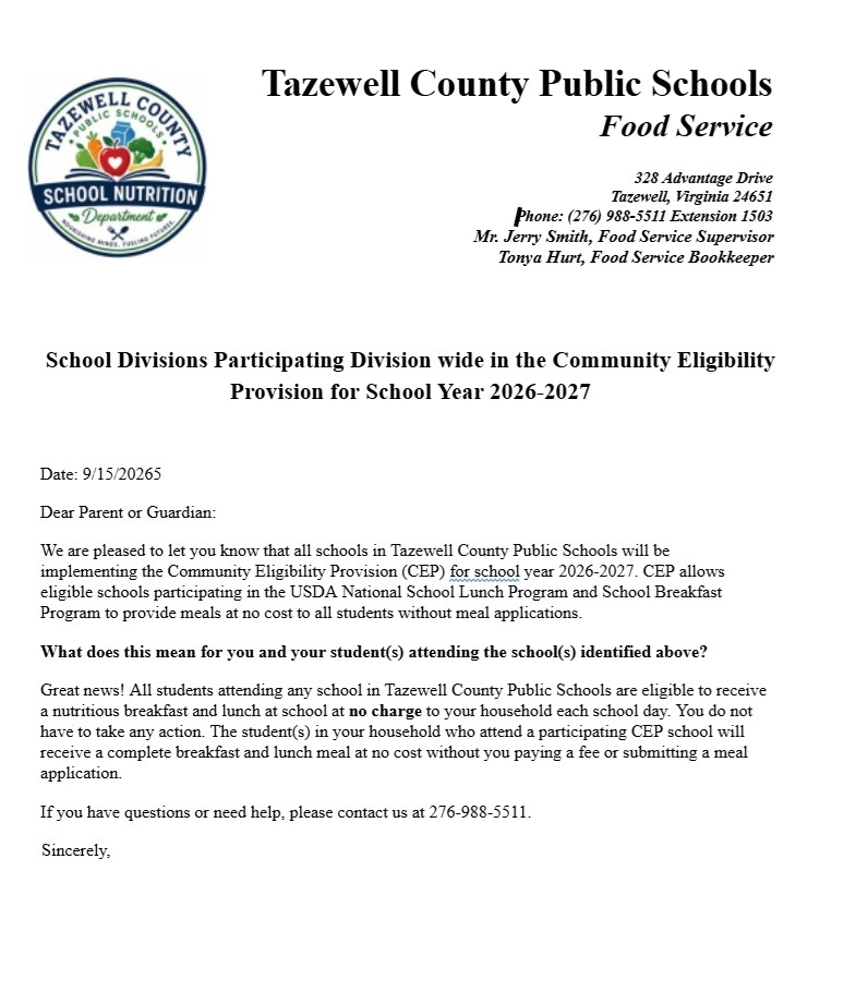 School Divisions Participating Division wide in the Community Eligibility Provision for School Year 2026-2027