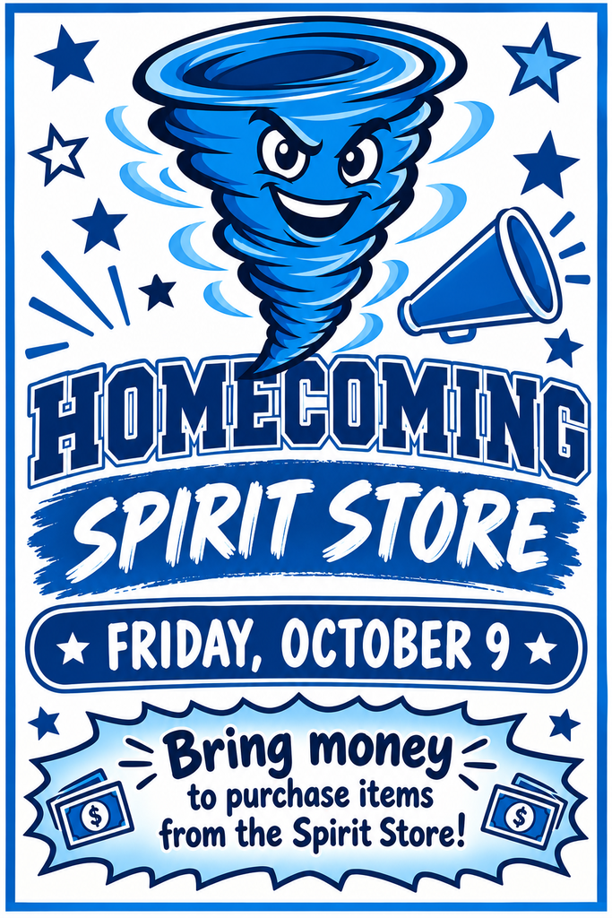 RES Homecoming Spirit Store will be Friday, October 9.  Bring Money to purchase spirit items.