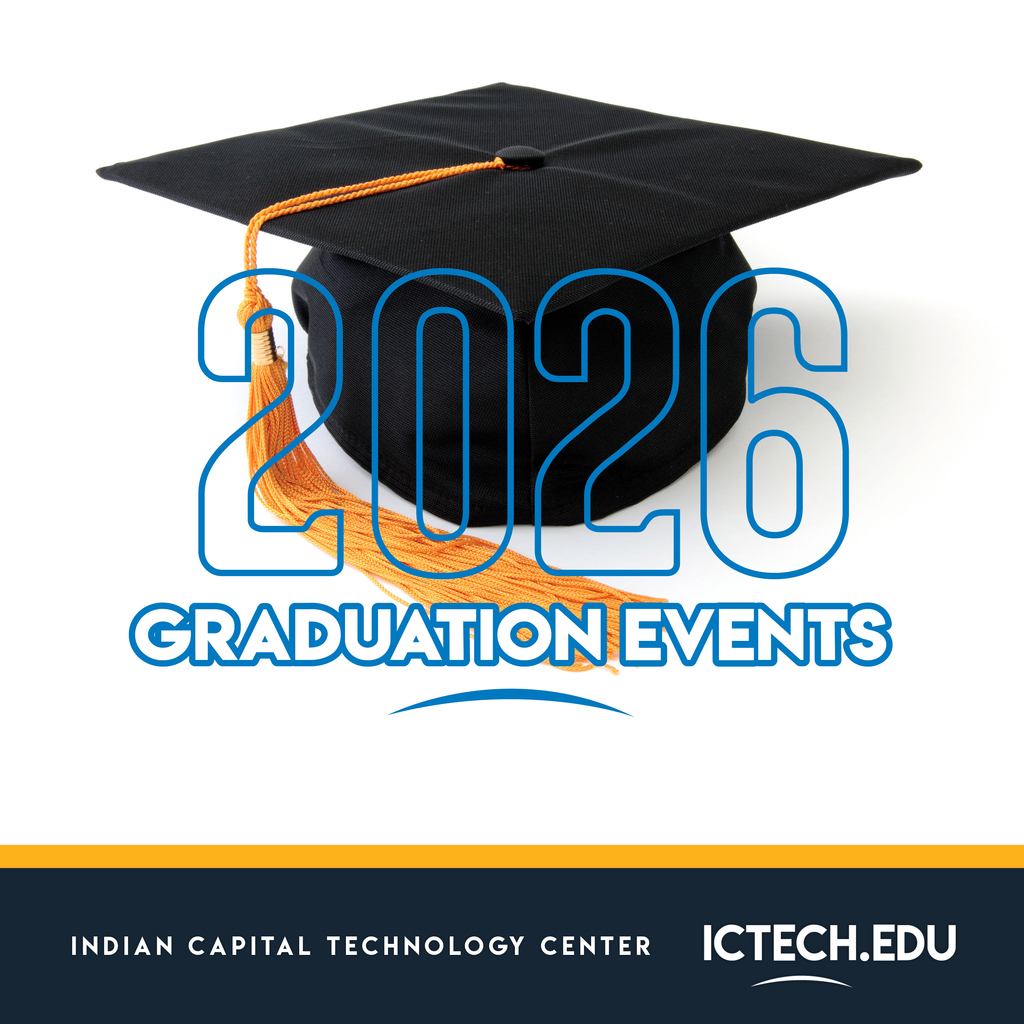 A graduation cap with a tassel in front of the words "2026 GRADUATION EVENTS" on a white background.