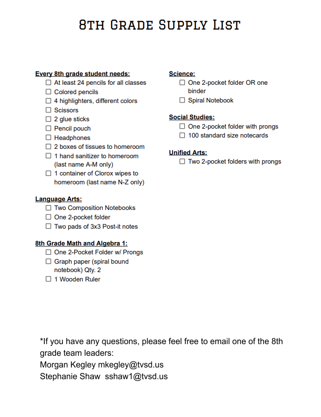 25-26 Supply List