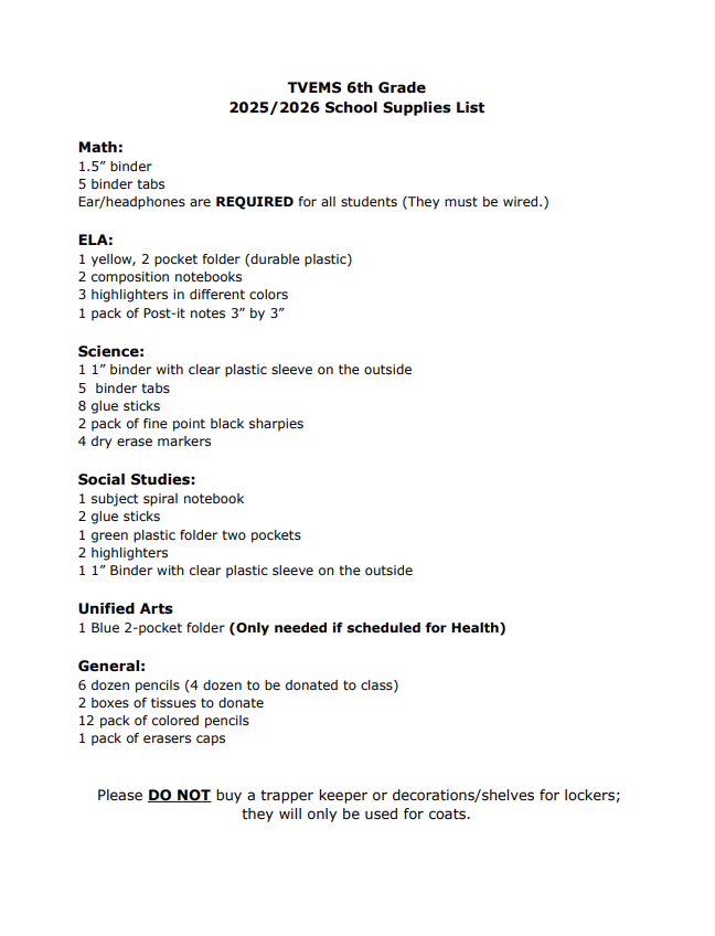 25-26 Supply List