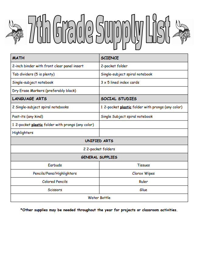 25-26 Supply List