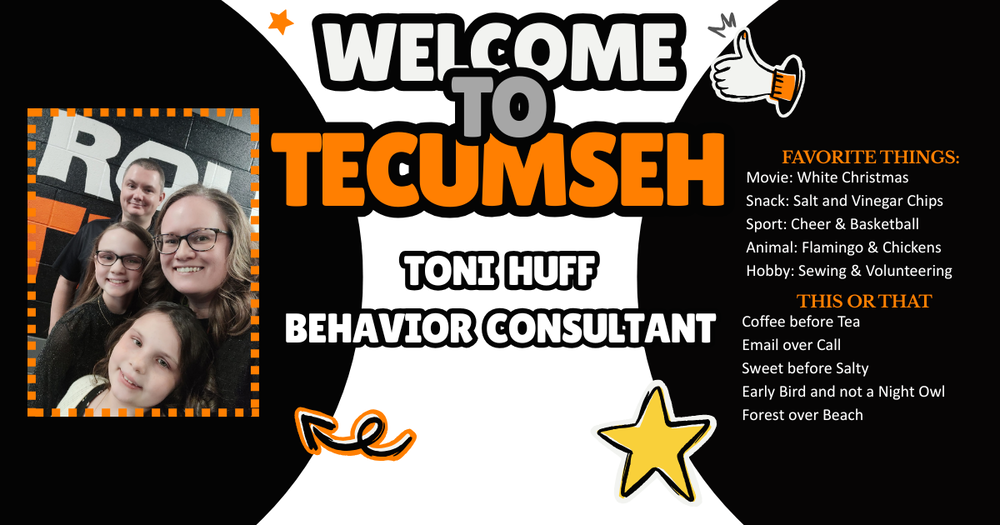 🎉Welcome Wednesday🎉  You may recognize Toni Huff for her work with Community Learning Connections (CLC), but this school year she's starting a new adventure at TMS as the building's Behavior Consultant.   Let’s get to know Toni better: 🏫I have two very active middle schoolers who keep me on the go  ☘I volunteer and am the sewing superintendent for 4-H 🏍My family and I love to ride ATVs 💙I am the staff advisor for TMS Students of Support  🎃Halloween is my favorite holiday, and I can't wait to help put on the Haunted House at TMS  🖤I have been working at TMS through Community Learning Connections for 3 years and love our TMS tribe! I am excited for this new position and can't wait to see everyone back!  Welcome, Toni! #onetribe