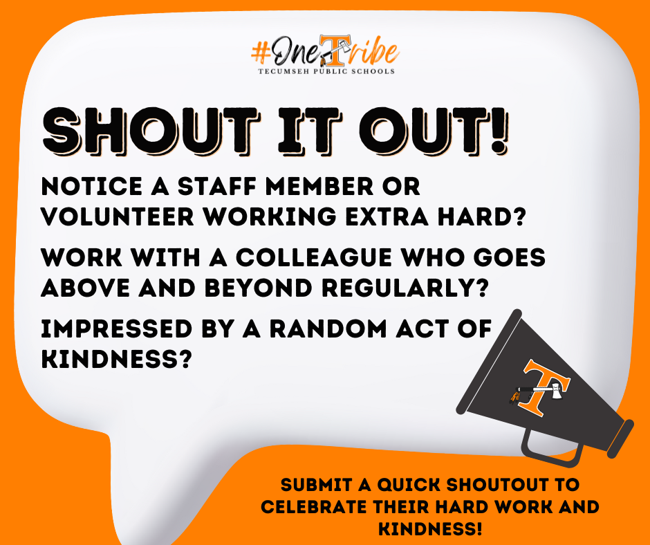 🌟 We’re excited to announce a new way to celebrate the amazing people who make a difference in our schools and community! Students, staff, and community members can now submit a shoutout to recognize a staff member or volunteer for their hard work, kindness, and dedication. 👏 It’s quick and easy—just fill out the form here: https://forms.gle/iA3xncb3Y7kxqGnXA Let’s spread some positivity and show appreciation for those who go above and beyond every day! ✨ #Shoutouts #ThankYou