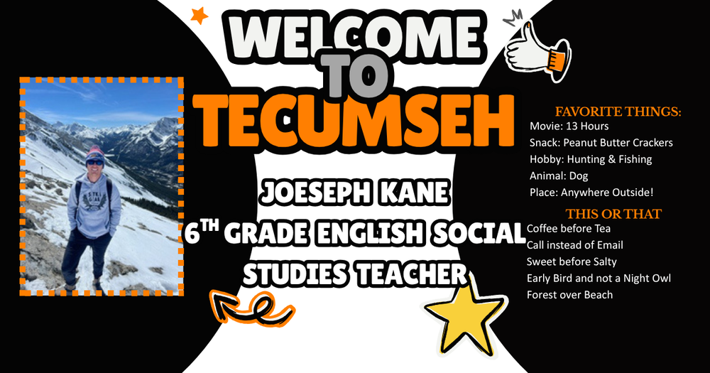 🎉Welcome Wednesday! 🎉  Help us give a warm welcome to Joe Kane, who is joining TMS as a 6th Grade English Social Studies Teacher!   Let's get to know Mr. Kane! 📺If not outside, Mr. Kane may be watching his favorite TV Show, The Office.  ⚾When it comes to sports, his favorite is baseball! 👨‍🏫While Mr. Kane is a new hire this year, he isn’t new to the district. In previous years, he was a highly requested sub in our buildings.  Welcome to the TMS tribe, Mr. Kane! #onetribe 